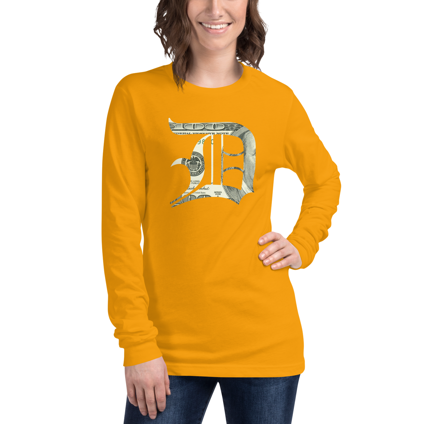 Detroit 'Old English D' T-Shirt (Benjamins Edition) | Unisex Long Sleeve