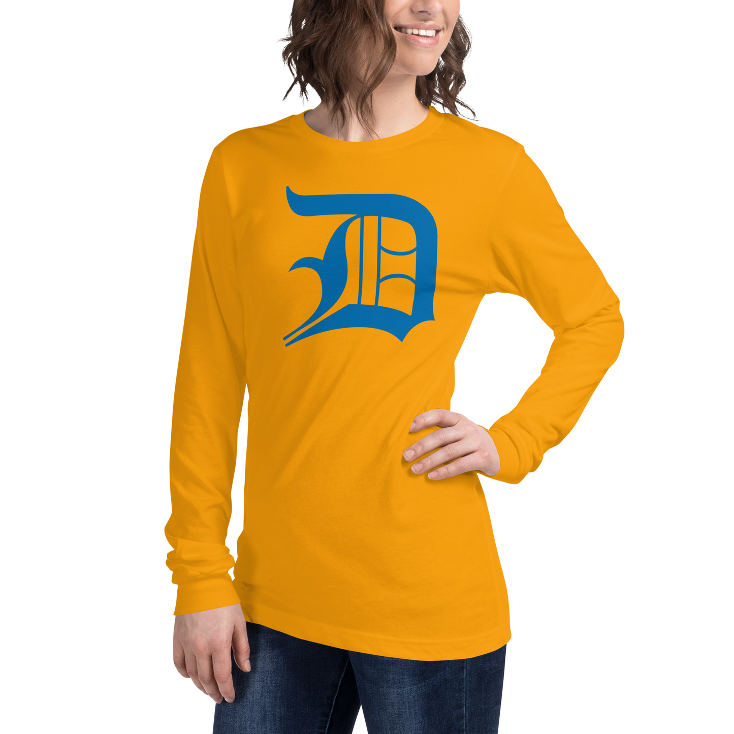 Detroit 'Old English D' T-Shirt (Azure) | Unisex Long Sleeve