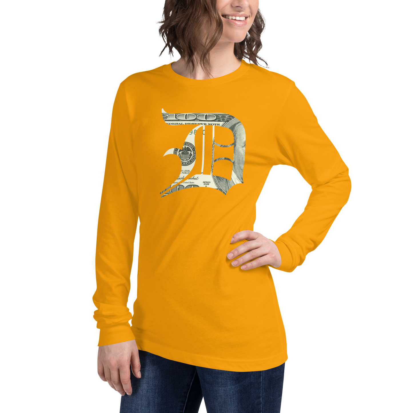 Detroit 'Old English D' T-Shirt (Benjamins Edition) | Unisex Long Sleeve