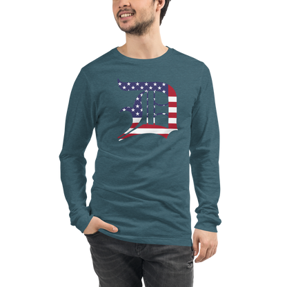 Detroit 'Old English D' T-Shirt (Patriotic Edition) | Unisex Long Sleeve