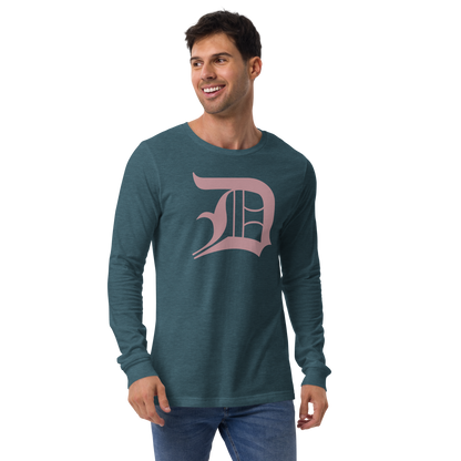 Detroit 'Old English D' T-Shirt (Cherry Blossom Pink) | Unisex Long Sleeve