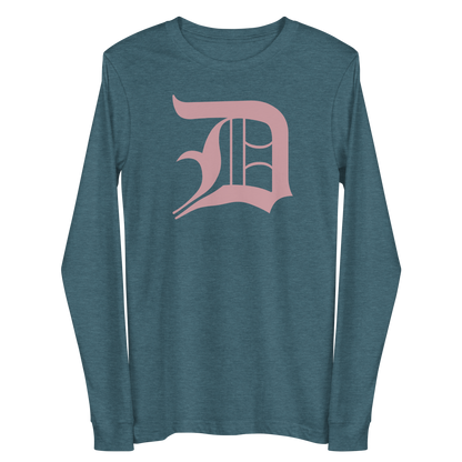 Detroit 'Old English D' T-Shirt (Cherry Blossom Pink) | Unisex Long Sleeve