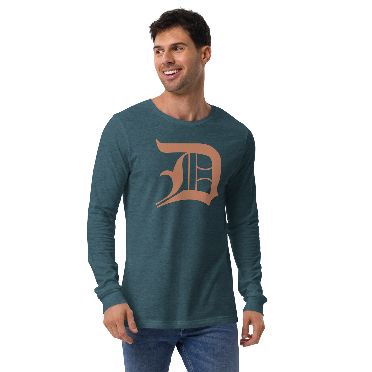 Detroit 'Old English D' T-Shirt (Copper Color) | Unisex Long Sleeve