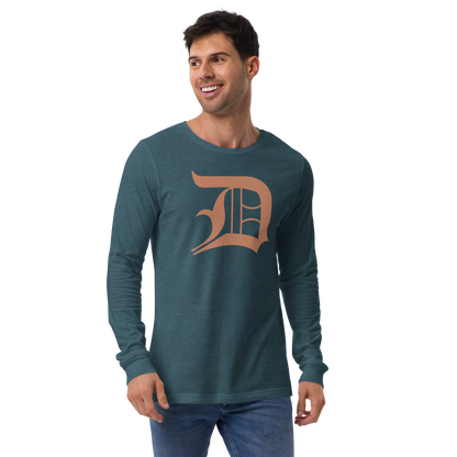 Detroit 'Old English D' T-Shirt (Copper Color) | Unisex Long Sleeve