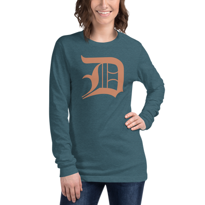 Detroit 'Old English D' T-Shirt (Copper Color) | Unisex Long Sleeve