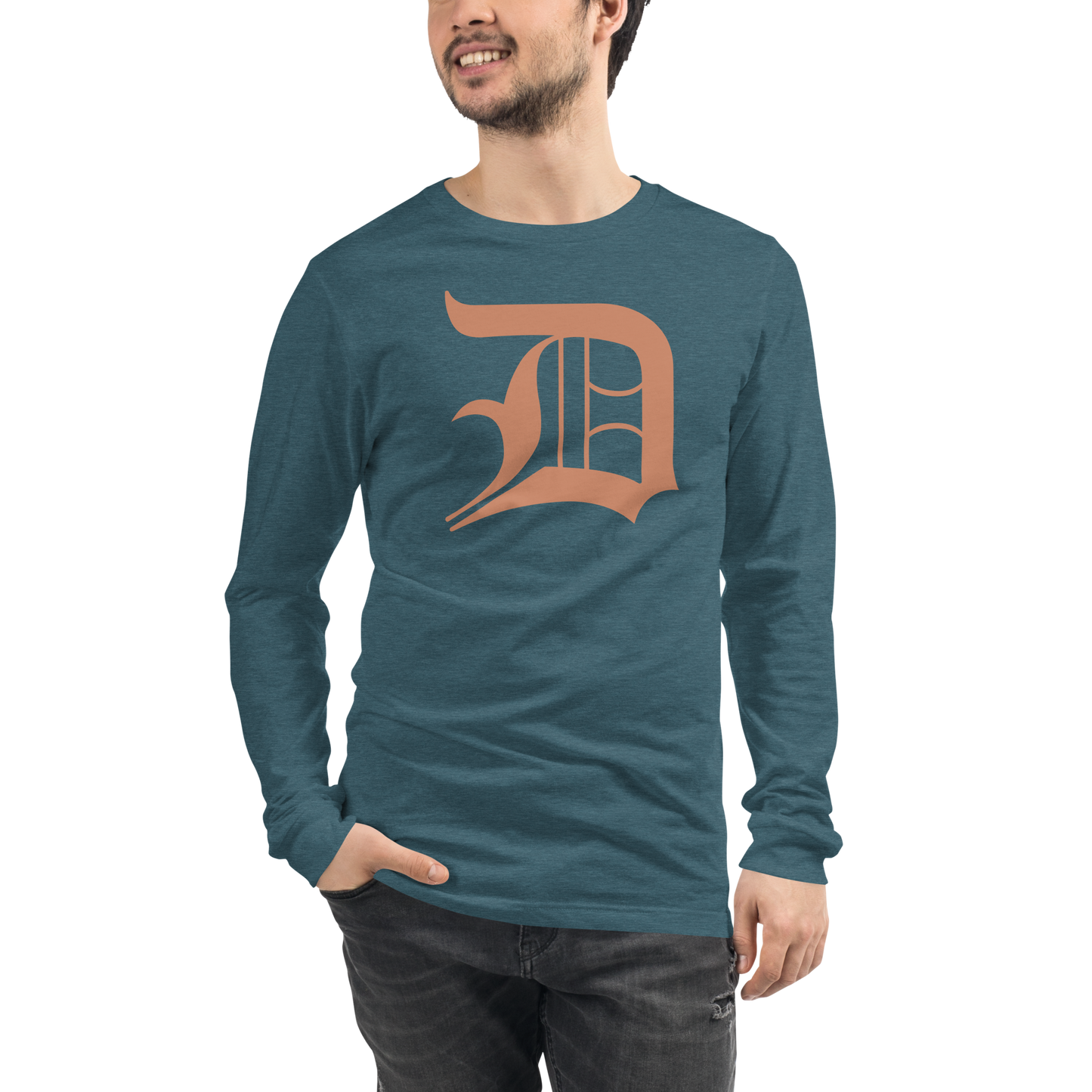 Detroit 'Old English D' T-Shirt (Copper Color) | Unisex Long Sleeve