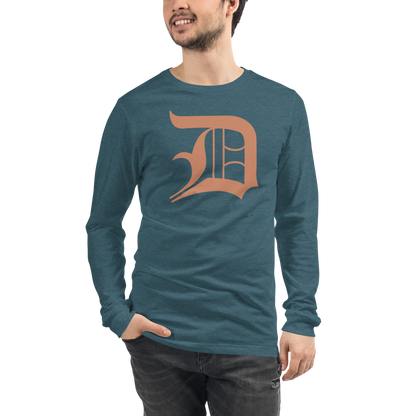 Detroit 'Old English D' T-Shirt (Copper Color) | Unisex Long Sleeve