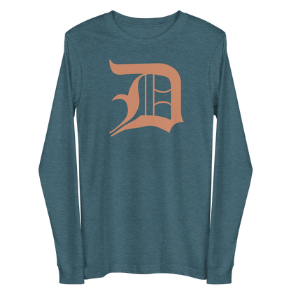 Detroit 'Old English D' T-Shirt (Copper Color) | Unisex Long Sleeve