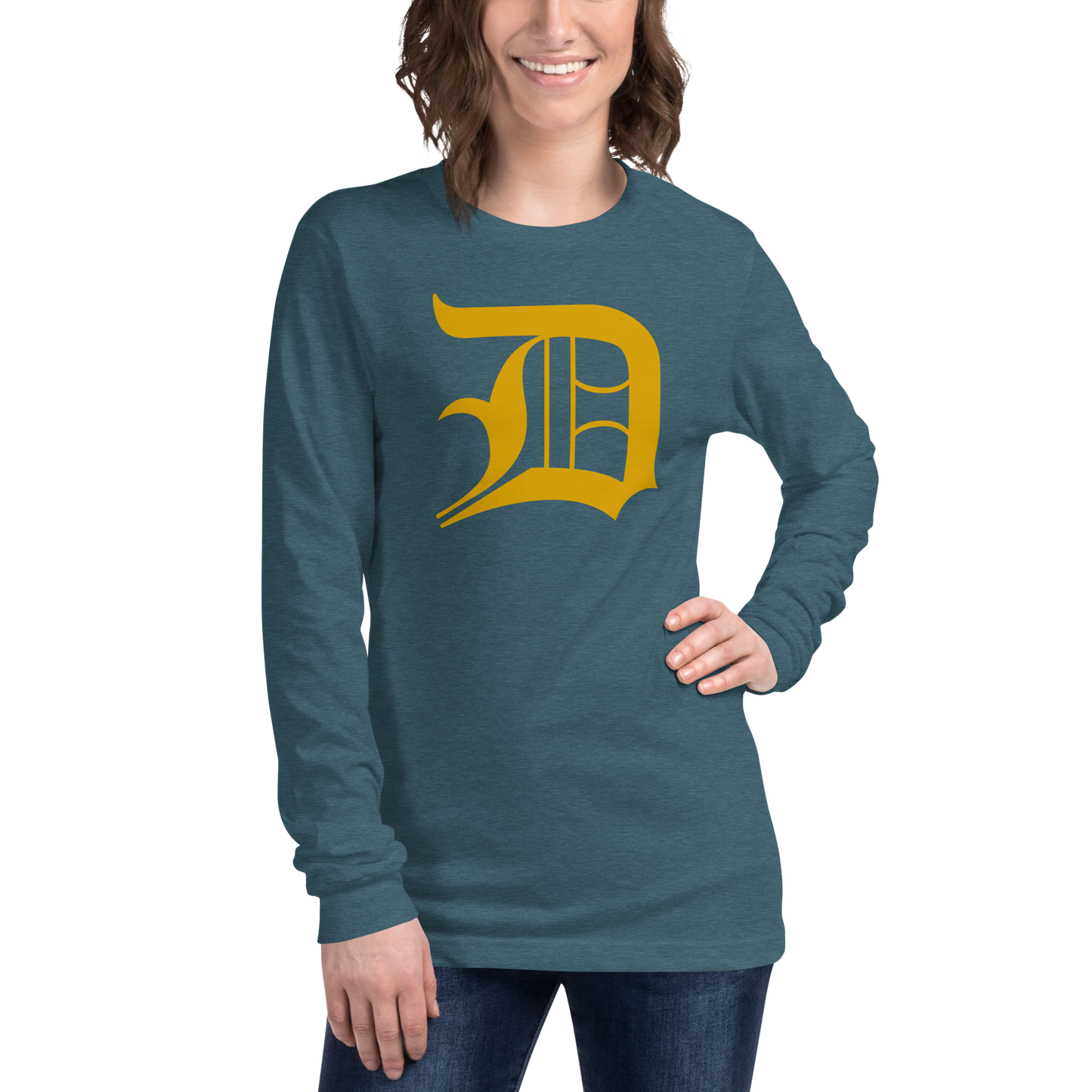 Detroit 'Old English D' T-Shirt (Gold) | Unisex Long Sleeve