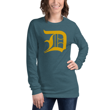 Detroit 'Old English D' T-Shirt (Gold) | Unisex Long Sleeve