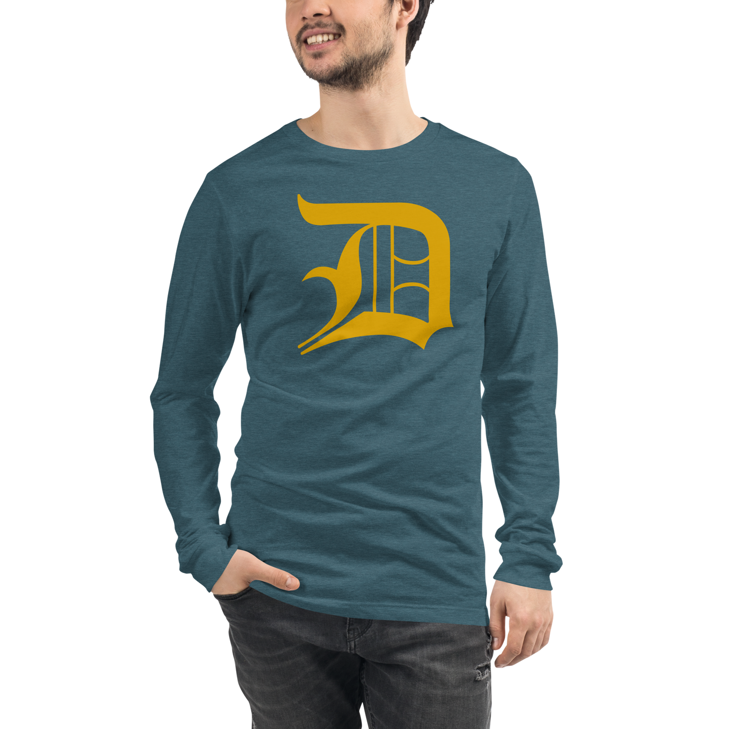 Detroit 'Old English D' T-Shirt (Gold) | Unisex Long Sleeve