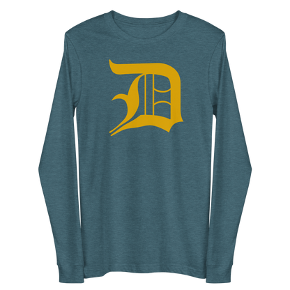 Detroit 'Old English D' T-Shirt (Gold) | Unisex Long Sleeve