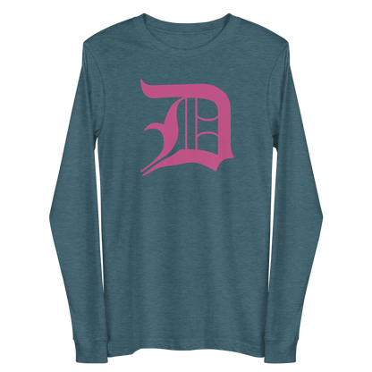 Detroit 'Old English D' T-Shirt (Apple Blossom Pink) | Unisex Long Sleeve