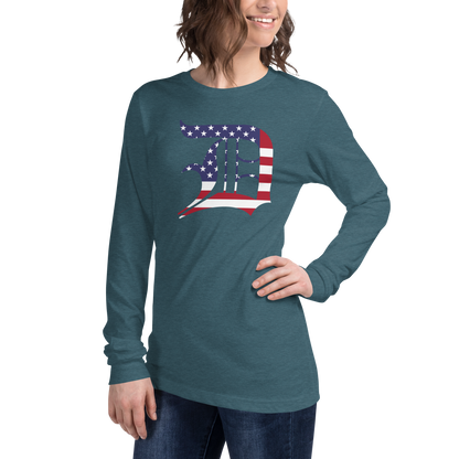 Detroit 'Old English D' T-Shirt (Patriotic Edition) | Unisex Long Sleeve