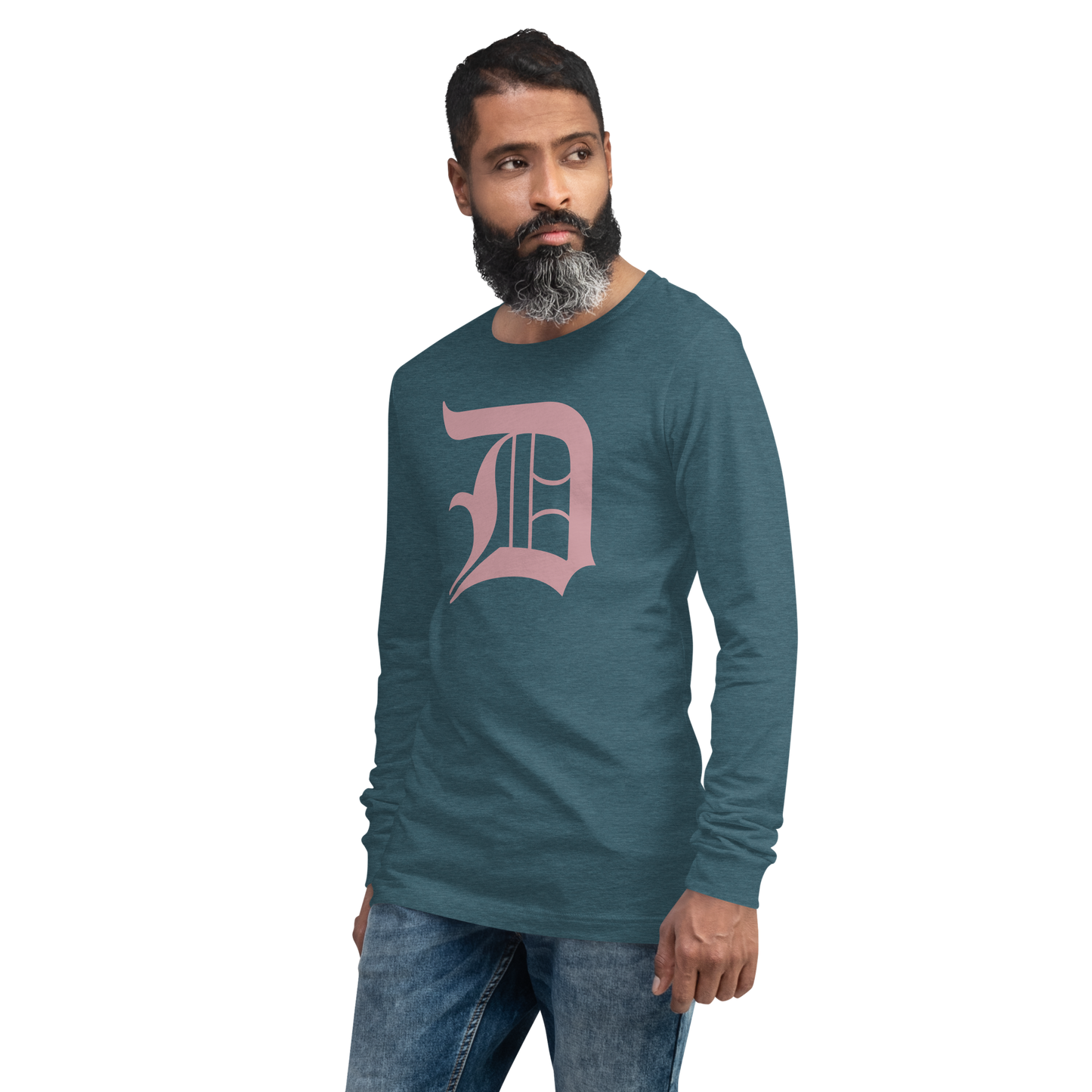 Detroit 'Old English D' T-Shirt (Cherry Blossom Pink) | Unisex Long Sleeve