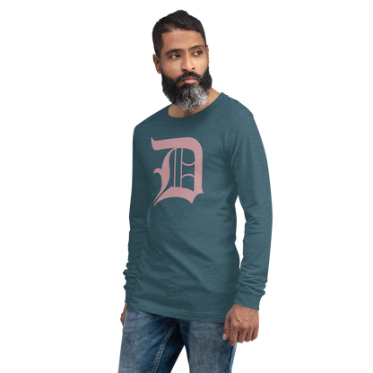 Detroit 'Old English D' T-Shirt (Cherry Blossom Pink) | Unisex Long Sleeve