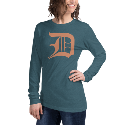 Detroit 'Old English D' T-Shirt (Copper Color) | Unisex Long Sleeve