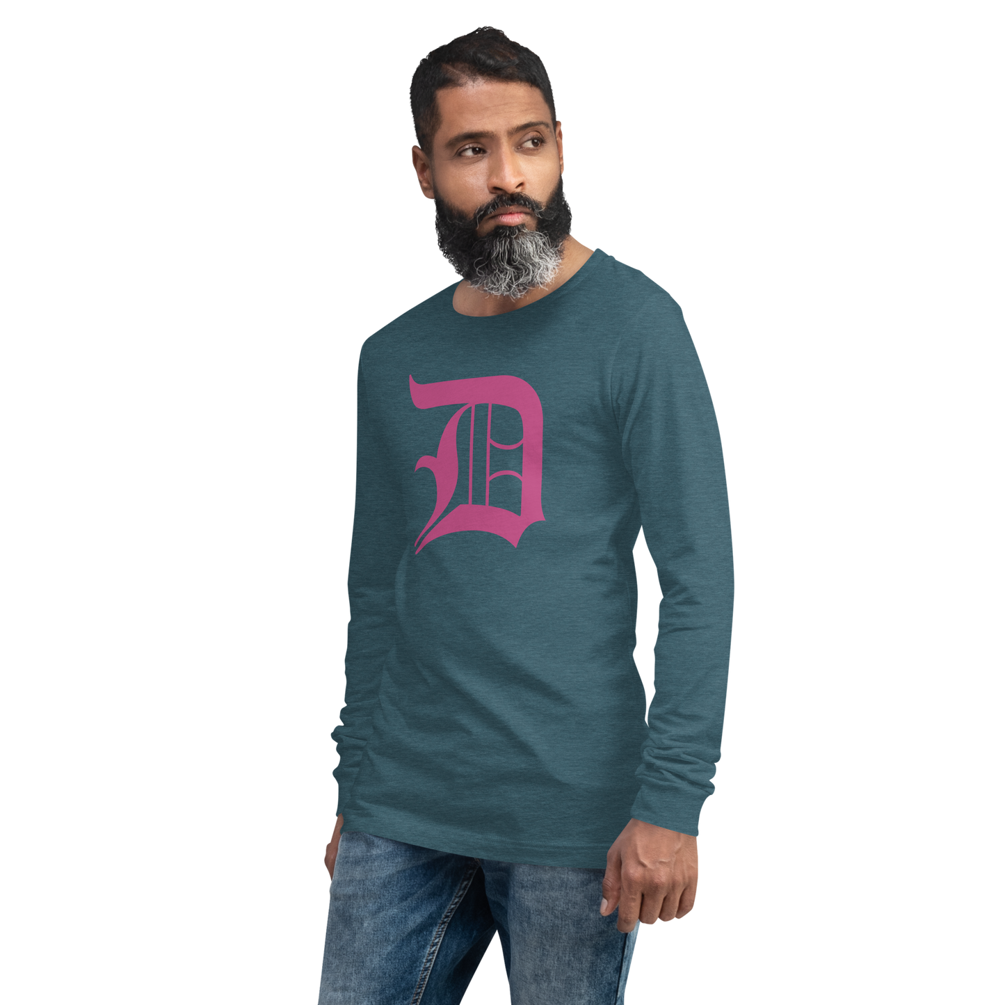 Detroit 'Old English D' T-Shirt (Apple Blossom Pink) | Unisex Long Sleeve