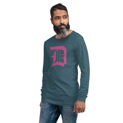 Detroit 'Old English D' T-Shirt (Apple Blossom Pink) | Unisex Long Sleeve