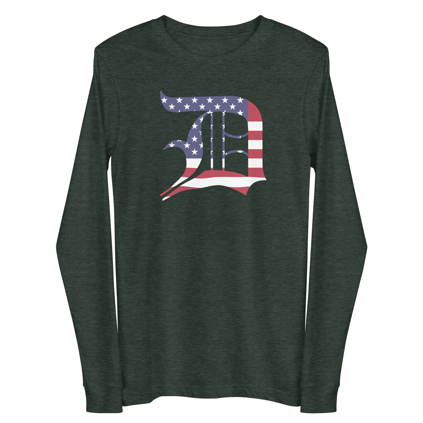 Detroit 'Old English D' T-Shirt (Patriotic Edition) | Unisex Long Sleeve