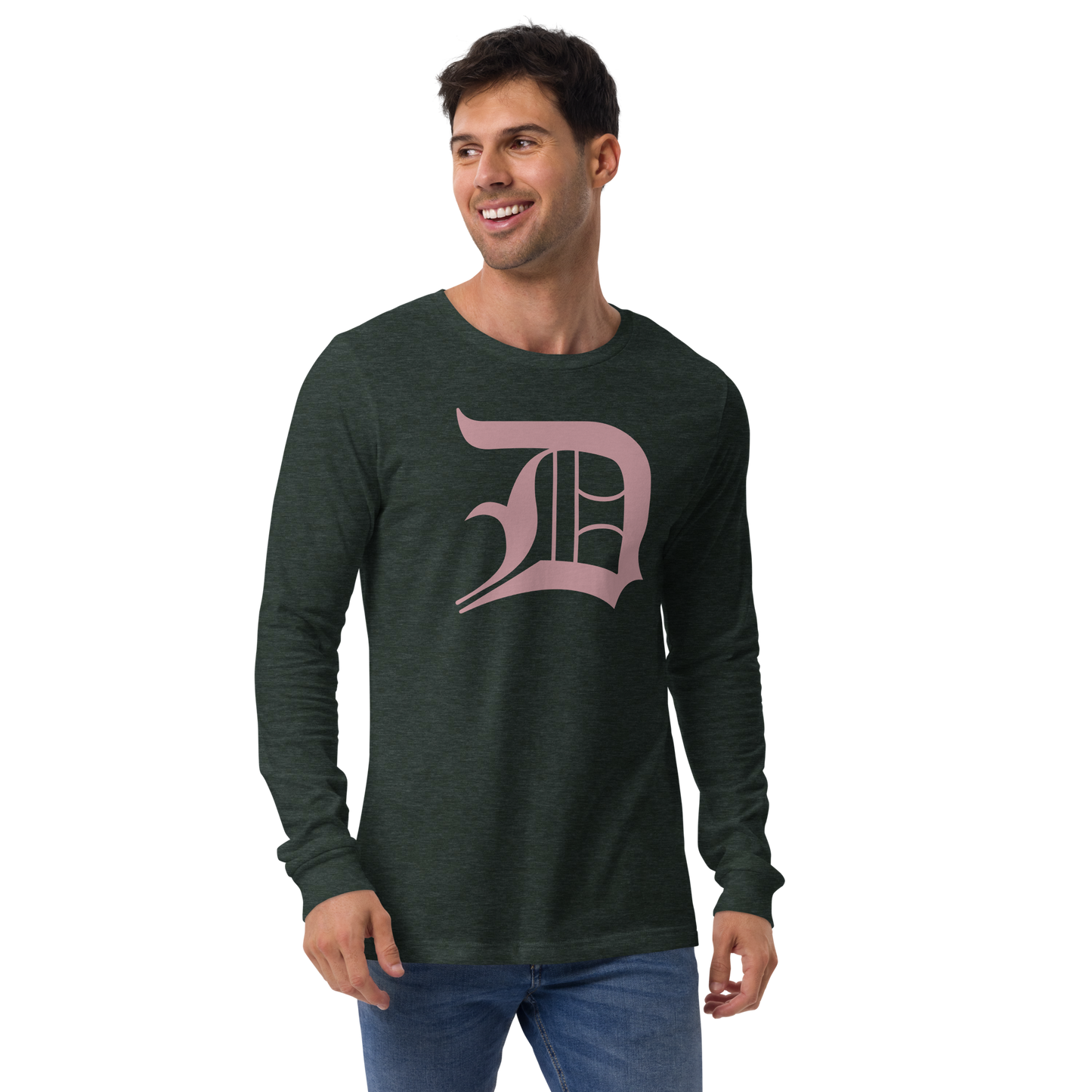 Detroit 'Old English D' T-Shirt (Cherry Blossom Pink) | Unisex Long Sleeve