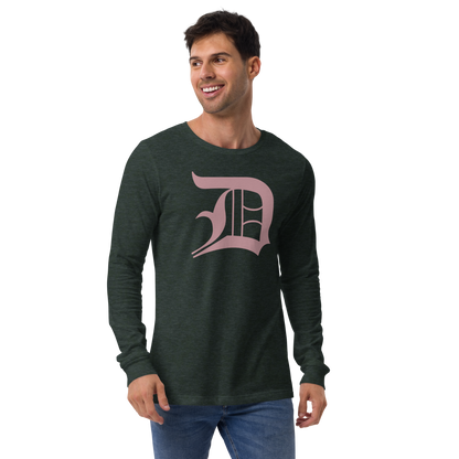 Detroit 'Old English D' T-Shirt (Cherry Blossom Pink) | Unisex Long Sleeve