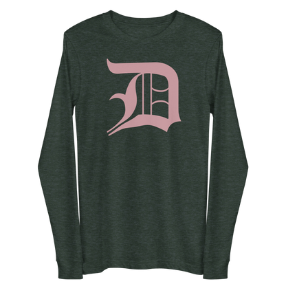 Detroit 'Old English D' T-Shirt (Cherry Blossom Pink) | Unisex Long Sleeve