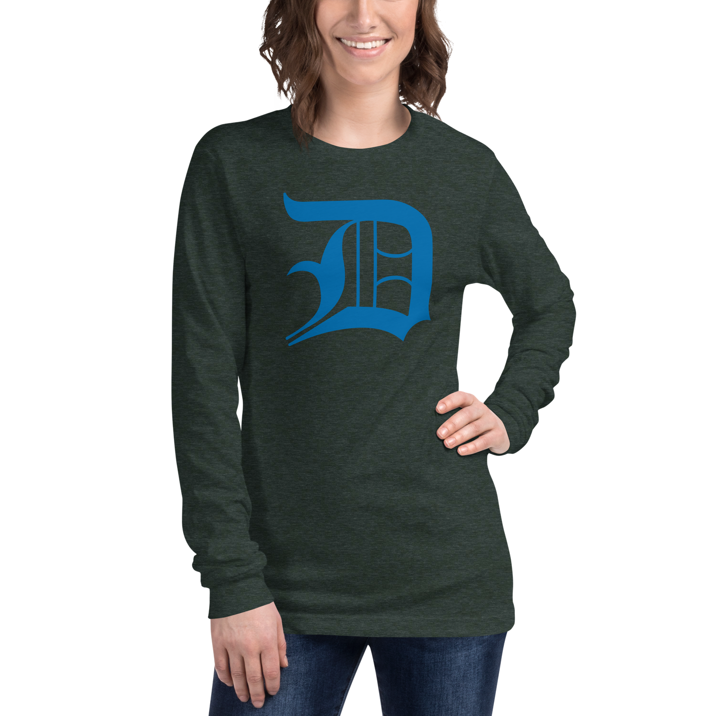 Detroit 'Old English D' T-Shirt (Azure) | Unisex Long Sleeve