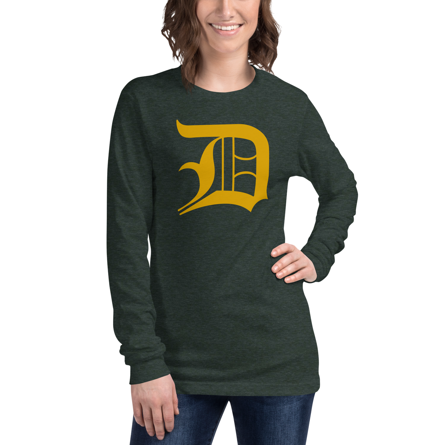 Detroit 'Old English D' T-Shirt (Gold) | Unisex Long Sleeve