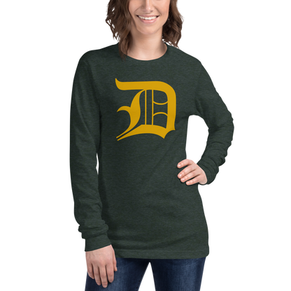 Detroit 'Old English D' T-Shirt (Gold) | Unisex Long Sleeve