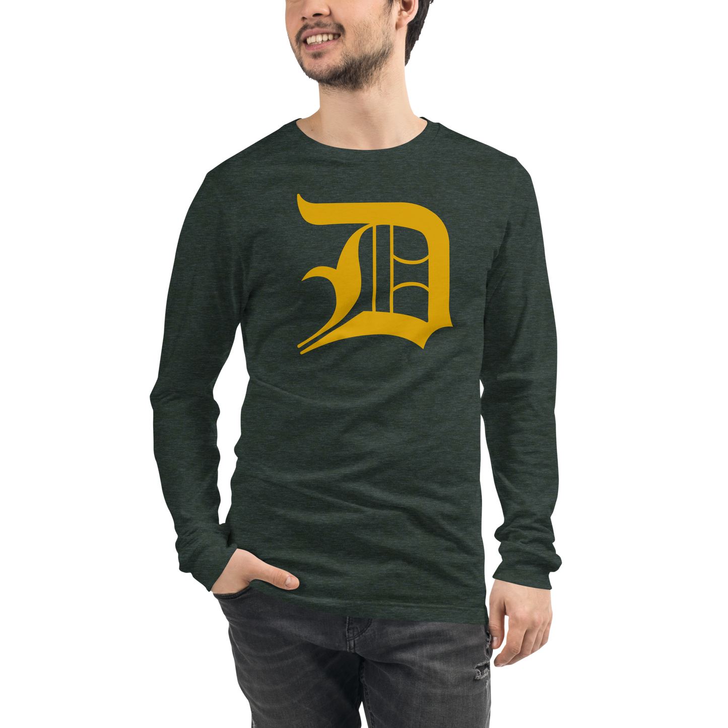 Detroit 'Old English D' T-Shirt (Gold) | Unisex Long Sleeve