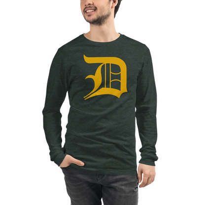 Detroit 'Old English D' T-Shirt (Gold) | Unisex Long Sleeve