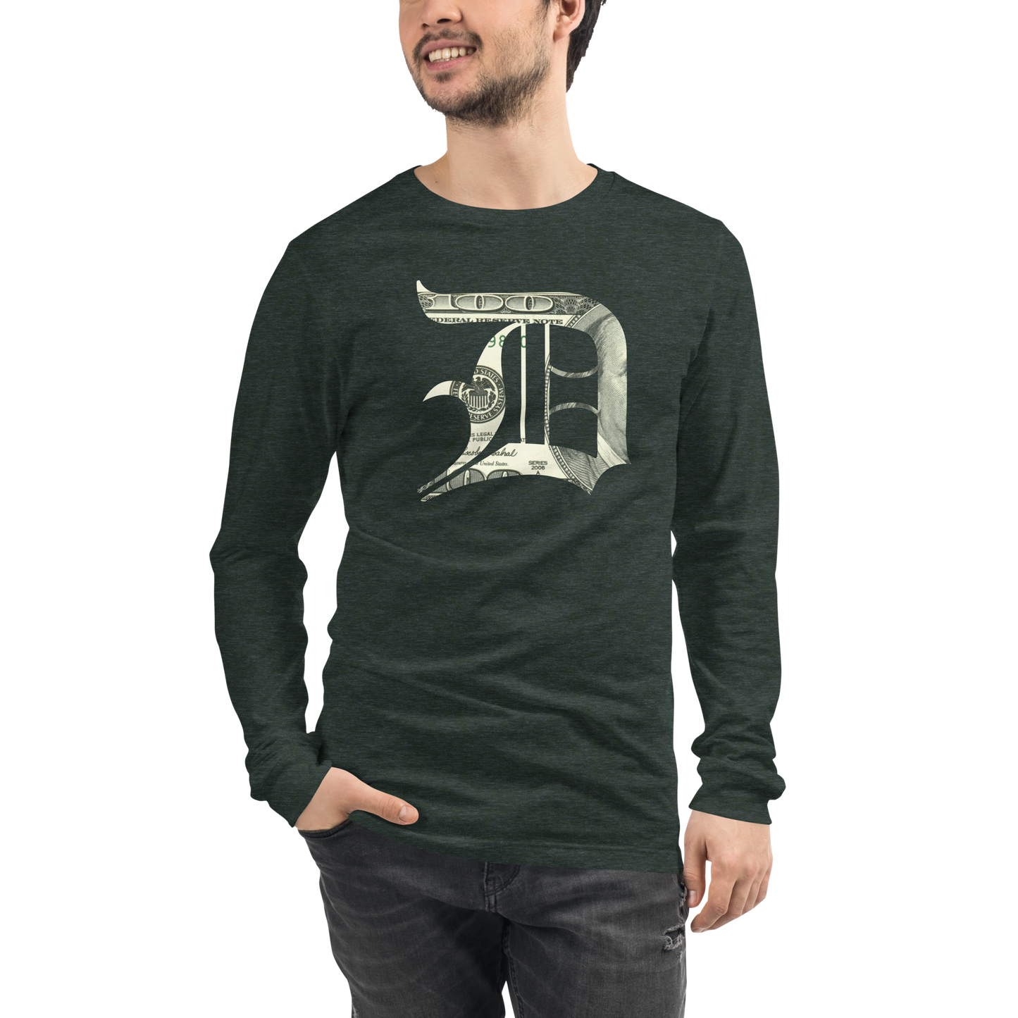 Detroit 'Old English D' T-Shirt (Benjamins Edition) | Unisex Long Sleeve