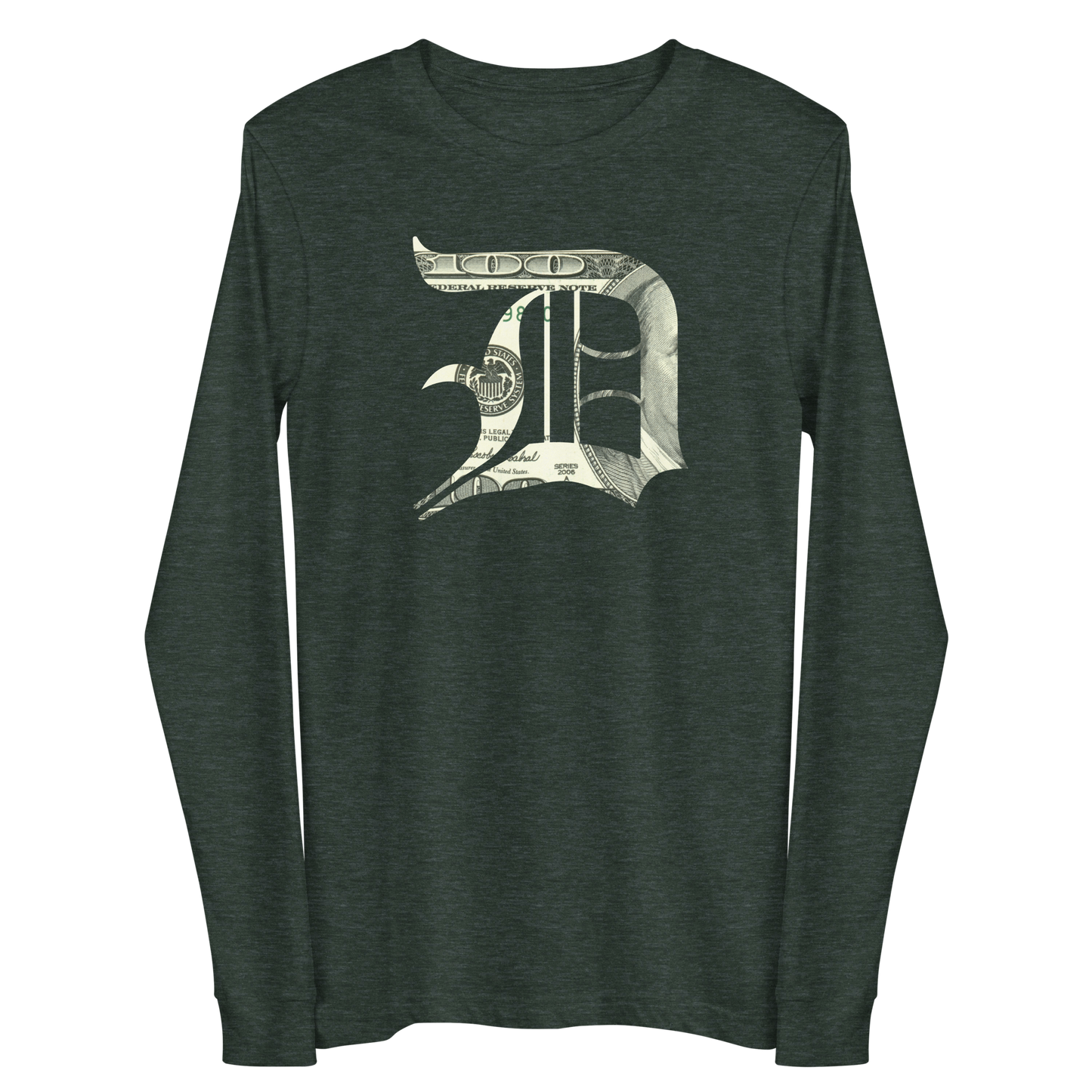 Detroit 'Old English D' T-Shirt (Benjamins Edition) | Unisex Long Sleeve