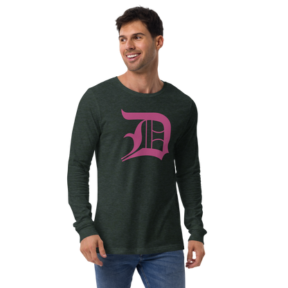 Detroit 'Old English D' T-Shirt (Apple Blossom Pink) | Unisex Long Sleeve