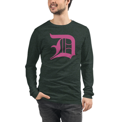 Detroit 'Old English D' T-Shirt (Apple Blossom Pink) | Unisex Long Sleeve