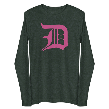 Detroit 'Old English D' T-Shirt (Apple Blossom Pink) | Unisex Long Sleeve