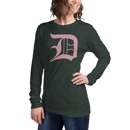 Detroit 'Old English D' T-Shirt (Cherry Blossom Pink) | Unisex Long Sleeve