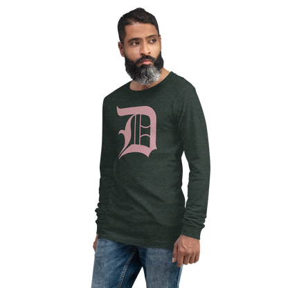 Detroit 'Old English D' T-Shirt (Cherry Blossom Pink) | Unisex Long Sleeve