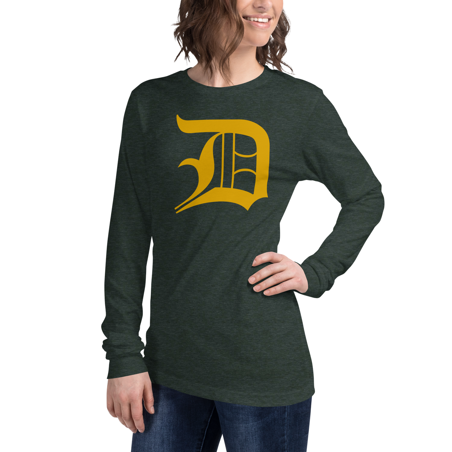 Detroit 'Old English D' T-Shirt (Gold) | Unisex Long Sleeve