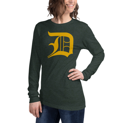 Detroit 'Old English D' T-Shirt (Gold) | Unisex Long Sleeve