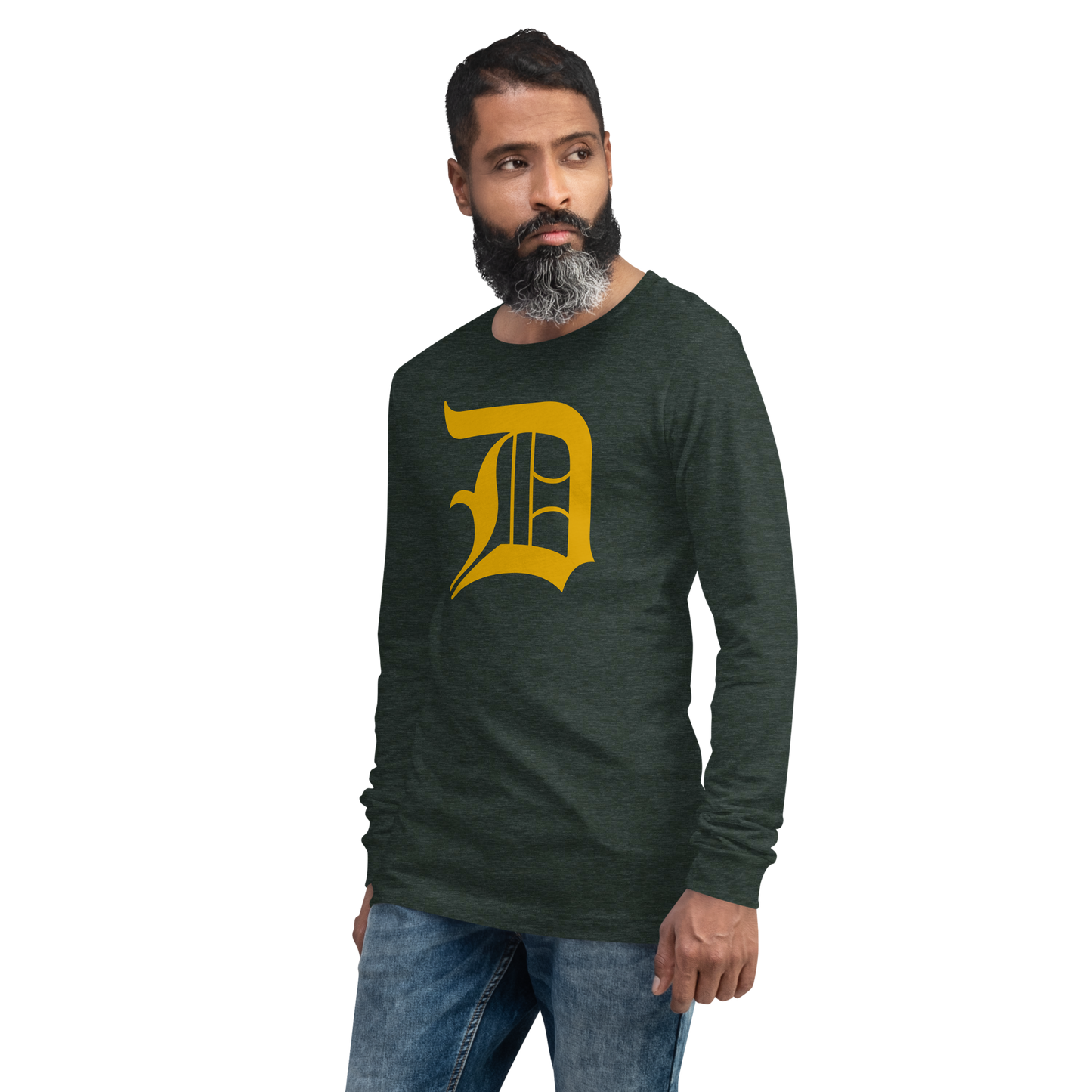 Detroit 'Old English D' T-Shirt (Gold) | Unisex Long Sleeve