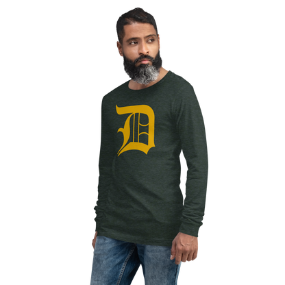 Detroit 'Old English D' T-Shirt (Gold) | Unisex Long Sleeve