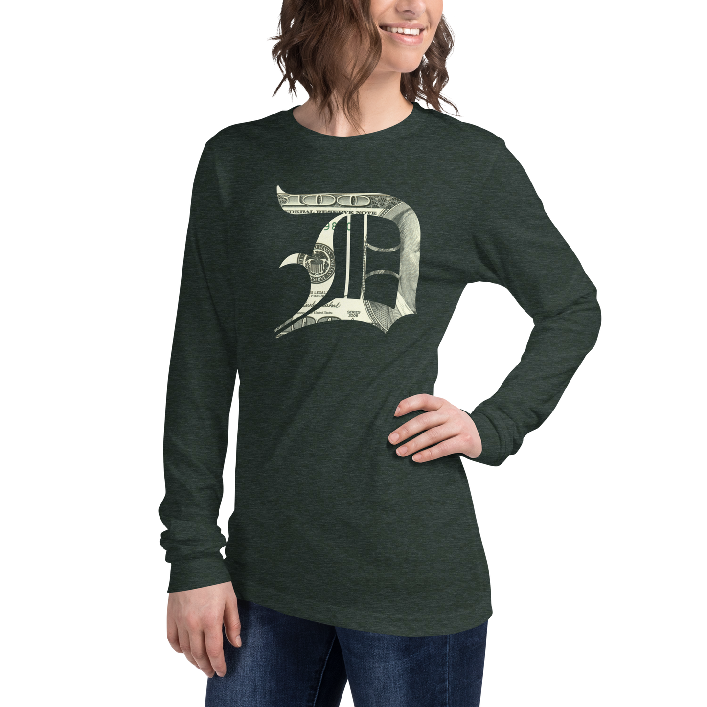 Detroit 'Old English D' T-Shirt (Benjamins Edition) | Unisex Long Sleeve