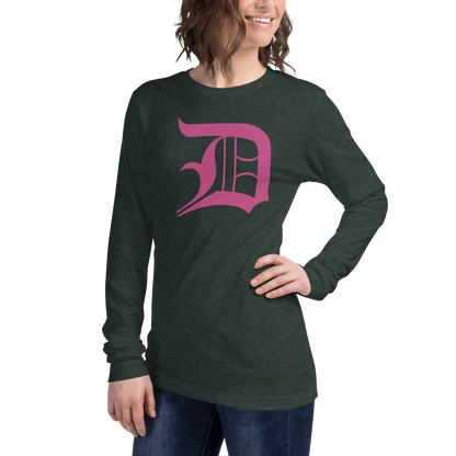 Detroit 'Old English D' T-Shirt (Apple Blossom Pink) | Unisex Long Sleeve