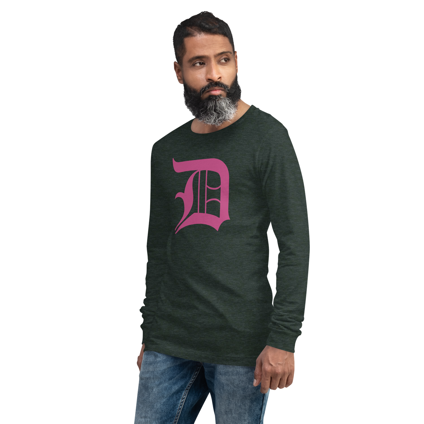 Detroit 'Old English D' T-Shirt (Apple Blossom Pink) | Unisex Long Sleeve