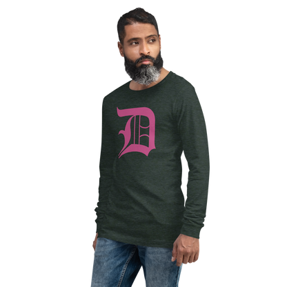 Detroit 'Old English D' T-Shirt (Apple Blossom Pink) | Unisex Long Sleeve