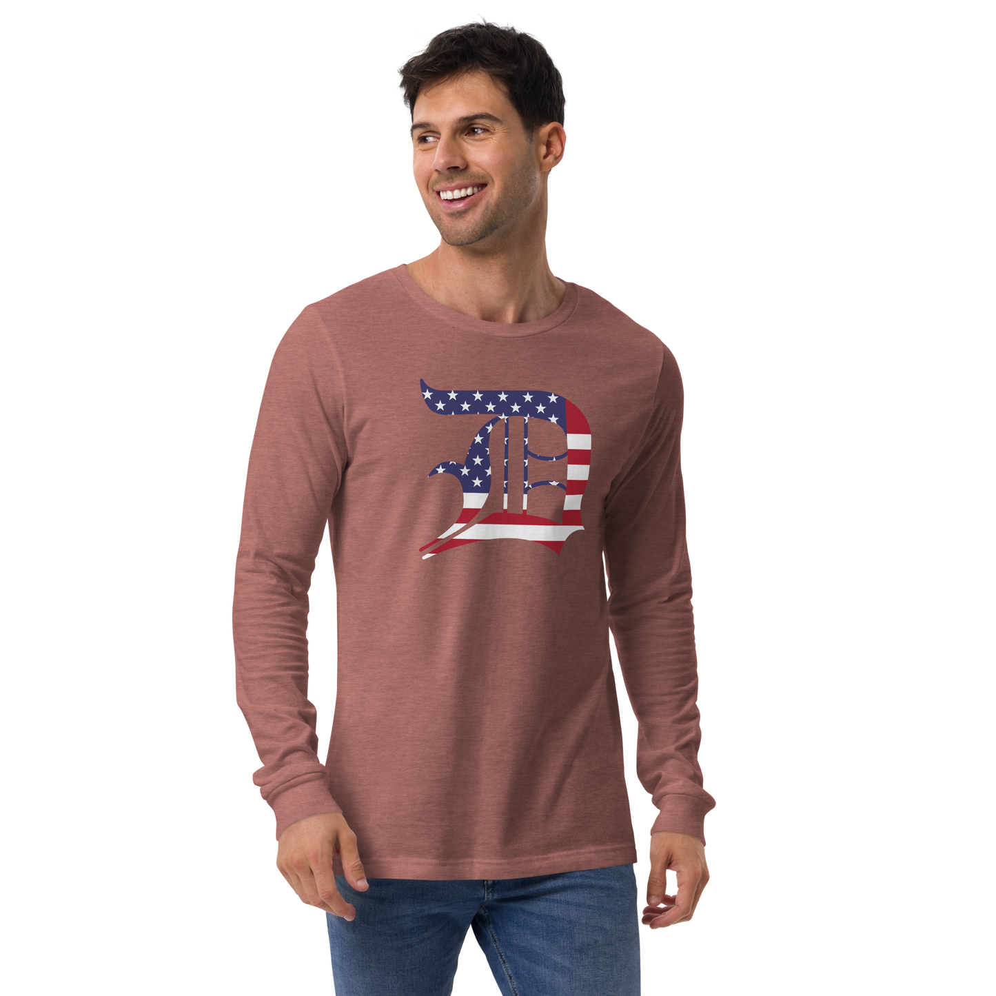 Detroit 'Old English D' T-Shirt (Patriotic Edition) | Unisex Long Sleeve