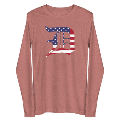 Detroit 'Old English D' T-Shirt (Patriotic Edition) | Unisex Long Sleeve