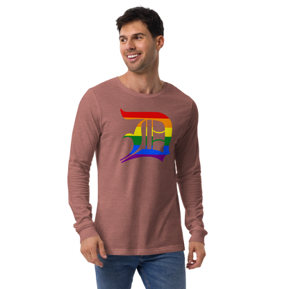 Detroit 'Old English D' T-Shirt (Rainbow Pride Edition) | Unisex Long Sleeve